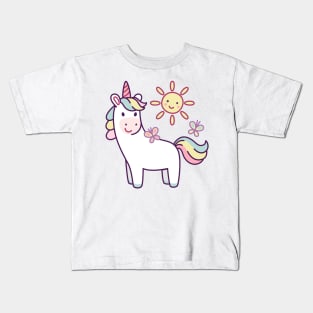 Cute Girl Unicorn With Sun Kids T-Shirt